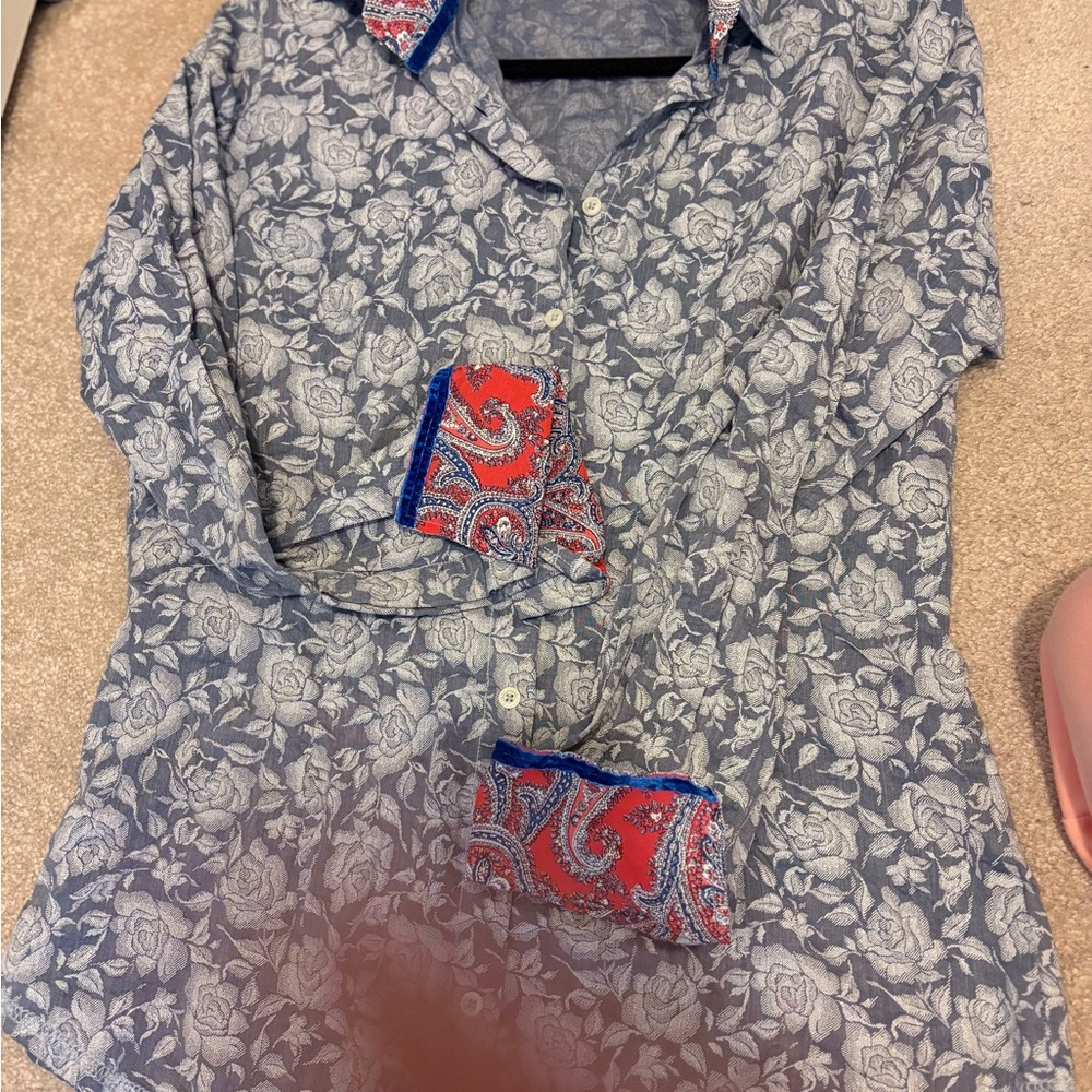 Elegant Floral and Paisley Button Down Shirt